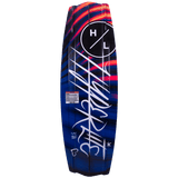 Hyperlite Eden Wakeboard 2023 - A blue, red, and black wakeboard with a white logo on top.