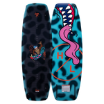 Hyperlite Junior's Murray Wakeboard 2023 - A blue wakeboard with a cartoon monkey riding it, wearing a blue hat and sunglasses.
