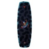 Hyperlite Junior's Murray Wakeboard 2023 - A black wakeboard with a red and white logo on top, featuring a cartoon image of a man riding it.