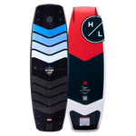 Hyperlite Murray Pro Wakeboard 2023 - A black, blue, white and gray wakeboard with a wavy pattern on top.