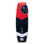 Hyperlite Murray Pro Wakeboard 2023 - A red, black, and white wakeboard with a circular logo featuring "H" and "L" in white letters on top of it.