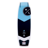 Hyperlite Murray Pro Wakeboard 2023 - A light blue wakeboard with a black logo featuring "H" and "L" in white letters, positioned at the top center of the board.
