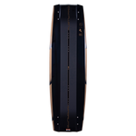 Hyperlite Rusty Pro Wakeboard 2023 - A black wakeboard with a brown stripe down the center and a white logo on the top left corner.
