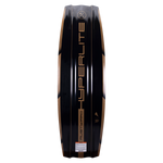Hyperlite Rusty Pro Wakeboard 2023 - A black wakeboard with a brown stripe down the center and a white logo at the top.