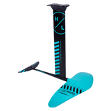 Hyperlite - 4.5 Shuttle w/Booster 1300 Kit Wakefoil 2023 is shown from a front perspective, featuring a black and teal color scheme with white text.
