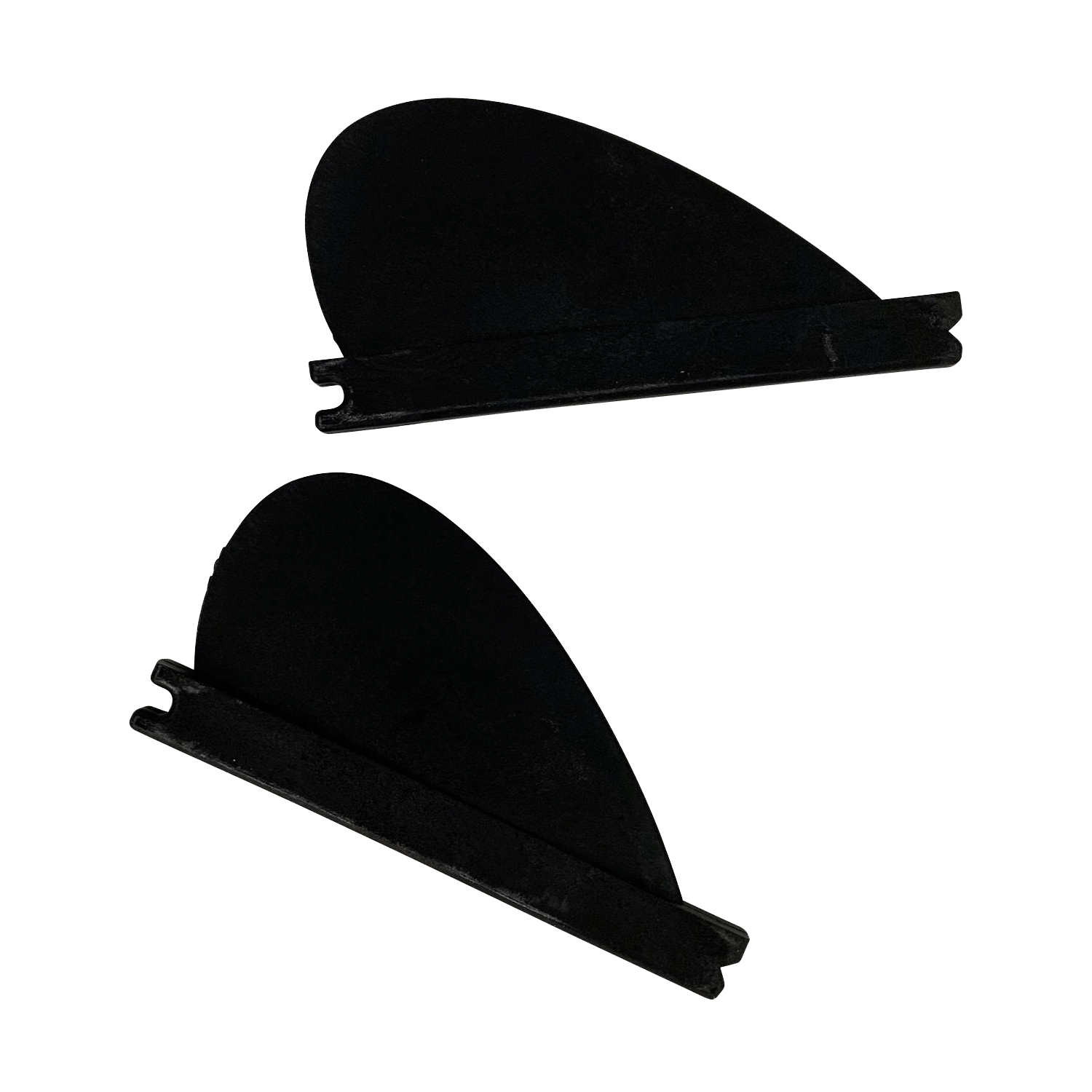 Hyperlite 1.7 Drop Surf Fin Kit (2-Pk) 2023 - Black fins with a rounded tip and two small tabs at the base.