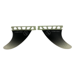 Hyperlite 3.5 Flux Fin Set w/Key - 2023 fin set with a black base and white lettering, featuring a distinctive "FLUX" logo on each fin.