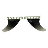 Hyperlite 3.5 Flux Fin Set w/Key - 2023 fin set with a black base and white lettering, featuring a distinctive "FLUX" logo on each fin.