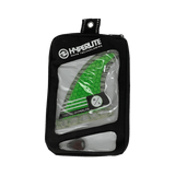 Hyperlite 4.5 Riot Carbon Surf Fin Set 2023 - Green fin with a honeycomb pattern on top and black fins at the bottom.