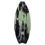 Hyperlite Smokewagon Wakesurf Board 2023 - A black wakesurf board with a white logo and text on its top surface.