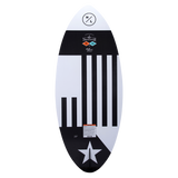 Hyperlite Transistor Wakesurf Board 2023 - A black and white wakesurf board with a star at the bottom tip.