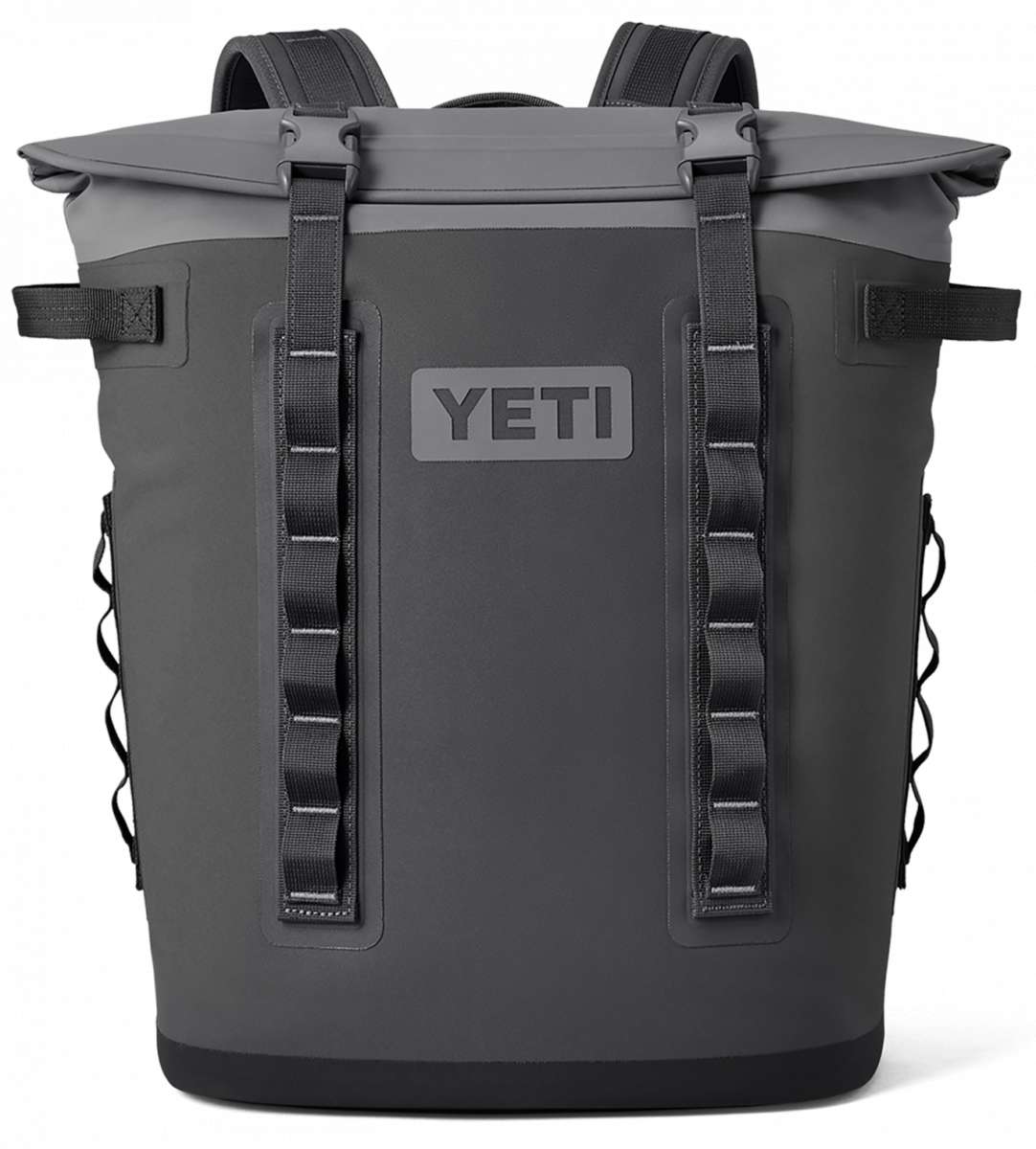 Yeti Hopper M20 Soft Backpack Cooler - A large, gray cooler with a zippered top and two adjustable shoulder straps.