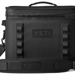 Yeti Hopper Flip 18 Personal Cooler - A black cooler with a zippered top and two handles, one on each side.