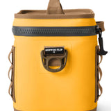 Yeti Hopper Flip 8 Personal Cooler - A yellow cooler with a zippered top and handle on top, featuring a black zipper pull tab.