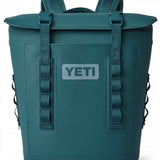 Yeti Hopper M12 Backpack Soft Cooler - A large, dark-colored backpack with a zippered main compartment and two smaller pockets on either side.