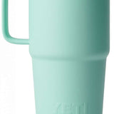 Yeti Rambler 20 oz. Travel Mug - A stainless steel travel mug with a clear lid and handle on the left side.