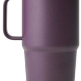 Yeti Rambler 20 oz. Travel Mug - A stainless steel travel mug with a clear lid and handle on the left side.