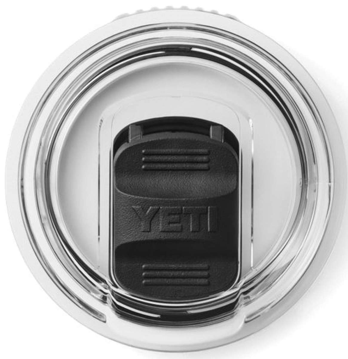 Yeti Rambler 20 oz. Travel Mug - A stainless steel travel mug with a black lid and handle, featuring a textured pattern on the body.