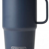 Yeti Rambler 20 oz. Travel Mug - A stainless steel travel mug with a clear lid and a handle on the right side.