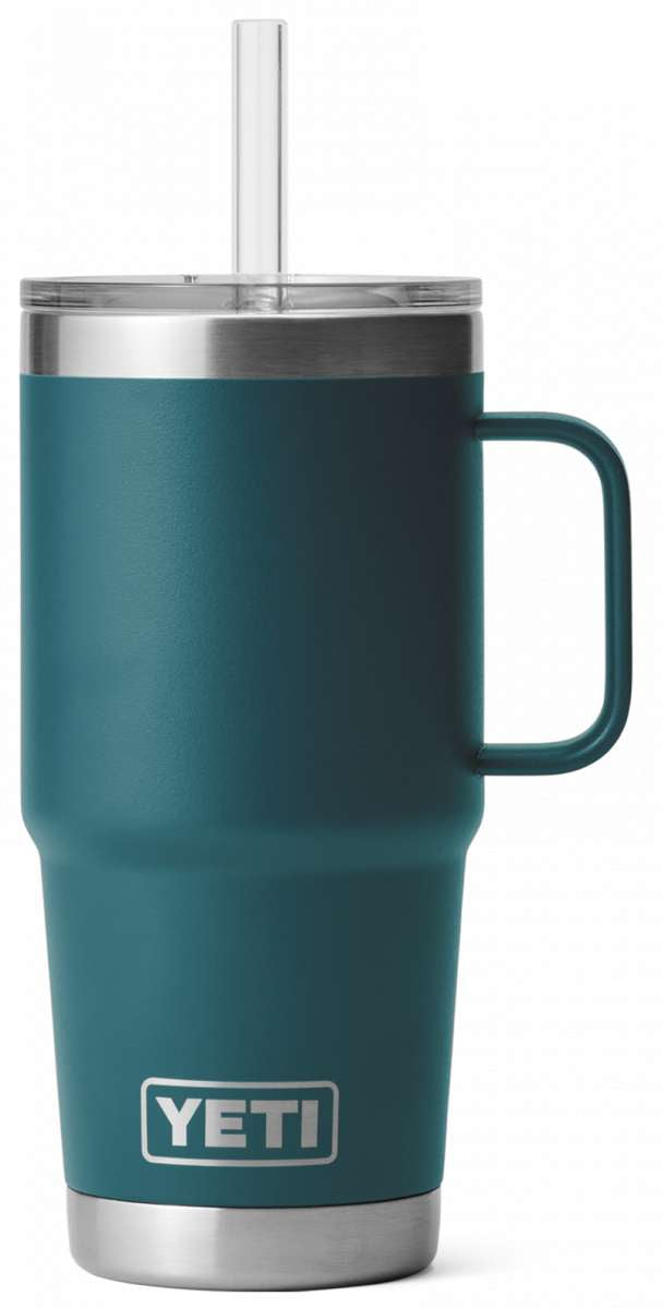 Yeti Rambler 25 oz. Straw Mug - A stainless steel tumbler with a built-in straw and lid, featuring a brushed finish.