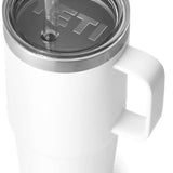 Yeti Rambler 25 oz. Straw Mug - A white tumbler with a clear straw and silver lid.