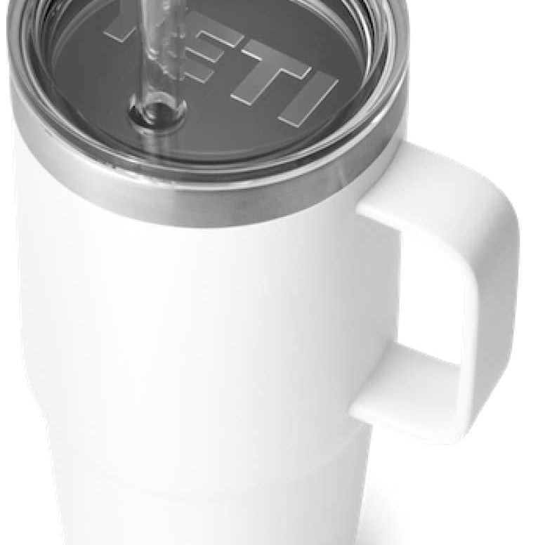 Yeti Rambler 25 oz. Straw Mug - A white tumbler with a clear straw and silver lid.