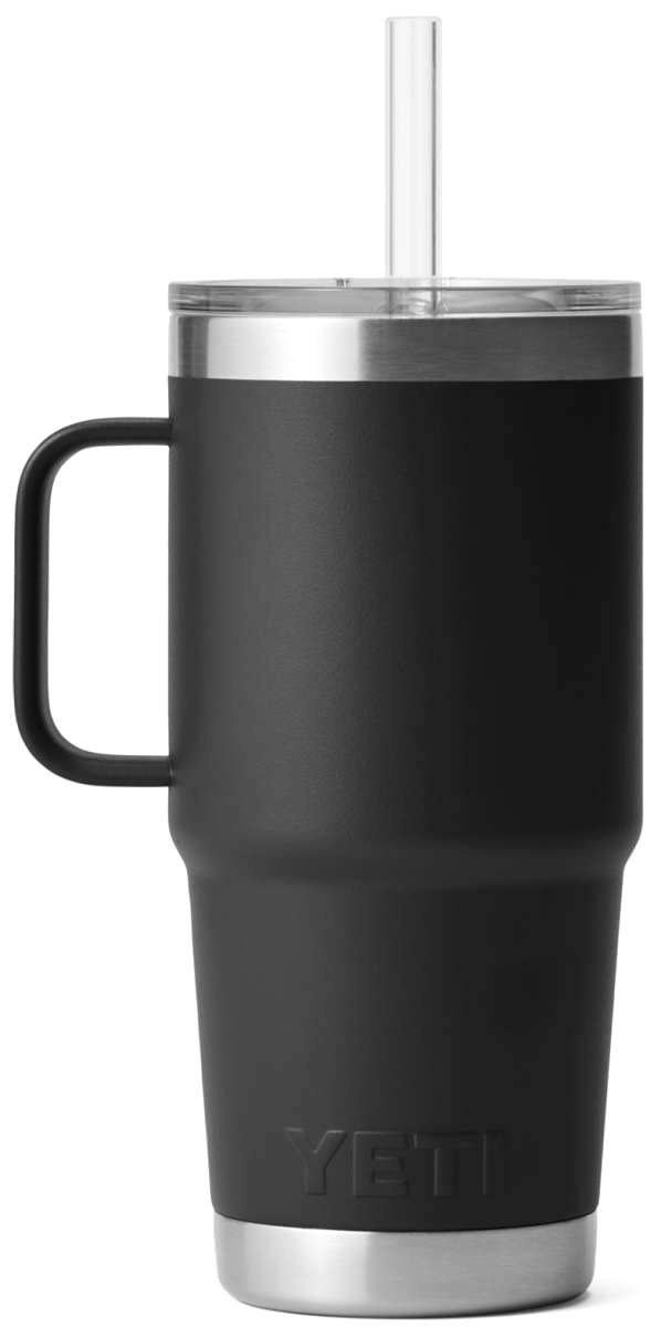 Yeti Rambler 25 oz. Straw Mug - A stainless steel tumbler with a straw and lid, featuring a matte finish in a neutral color.