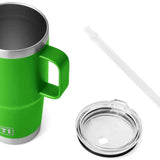 Yeti Rambler 25 oz. Straw Mug - A green insulated tumbler with a clear plastic straw and lid.