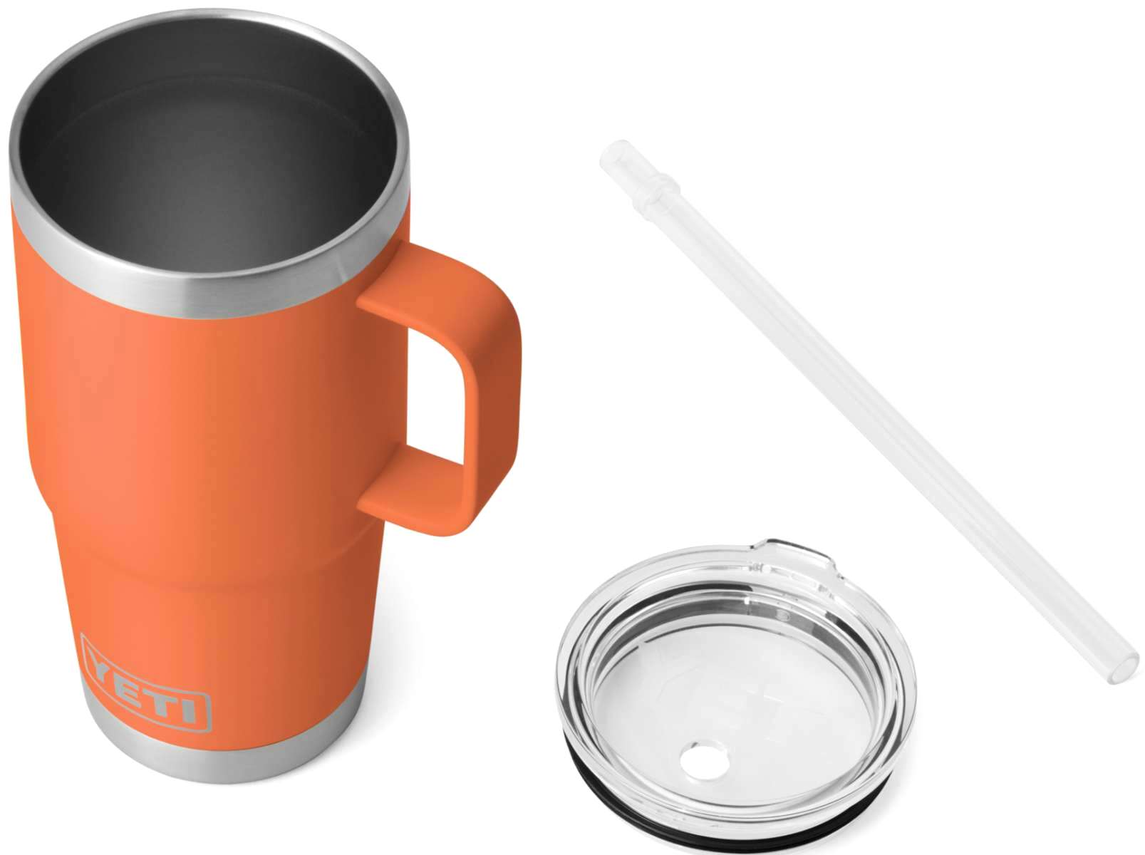 Yeti Rambler 25 oz. Straw Mug - A stainless steel tumbler with a straw and lid, featuring a silver color finish.
