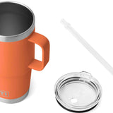 Yeti Rambler 25 oz. Straw Mug - A stainless steel tumbler with a straw and lid, featuring a silver color finish.