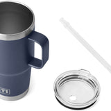 Yeti Rambler - 25 oz. Straw Mug with a clear plastic straw and lid.