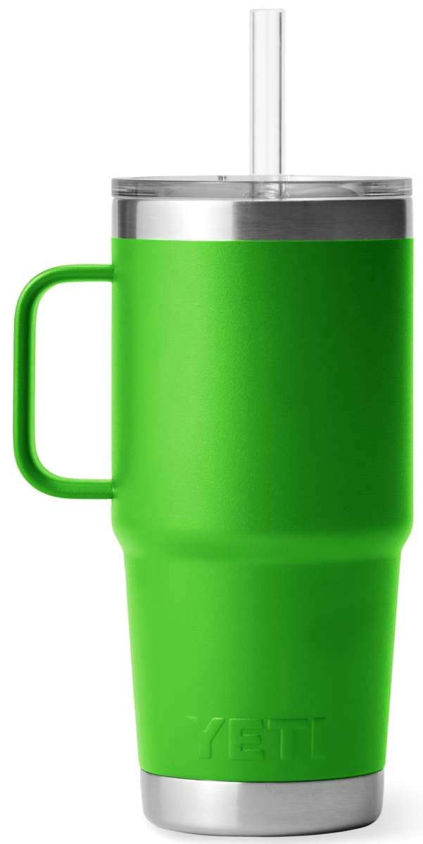 Yeti Rambler 25 oz. Straw Mug - A stainless steel tumbler with a straw and lid, featuring a brushed finish.