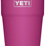 Yeti Rambler 26 oz. Straw Cup - A pink Yeti tumbler with a clear plastic straw and silver rim.