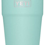 Yeti Rambler 26 oz. Straw Cup - A light blue insulated tumbler with a clear plastic straw protruding from its lid.