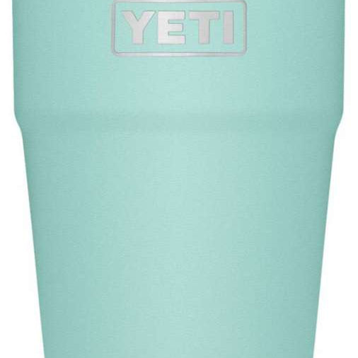 Yeti Rambler 26 oz. Straw Cup - A light blue insulated tumbler with a clear plastic straw protruding from its lid.