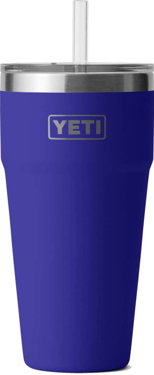 Yeti Rambler 26 oz. Straw Cup - A stainless steel tumbler with a straw and lid, featuring a brushed finish.