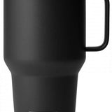 Yeti Rambler 30 oz. Travel Mug - A stainless steel travel mug with a clear lid and a handle on the right side.
