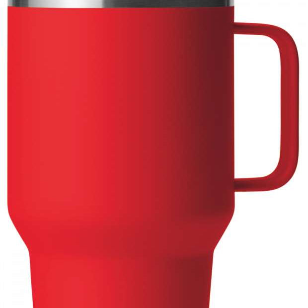 Yeti Rambler 35 oz. Straw Mug - A red insulated tumbler with a clear plastic straw and silver lid.