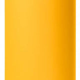 Yeti Rambler 46 oz. Bottle with Chug Cap - A stainless steel bottle with a black chug lid and handle, featuring a silver base and a yellow label on the side.
