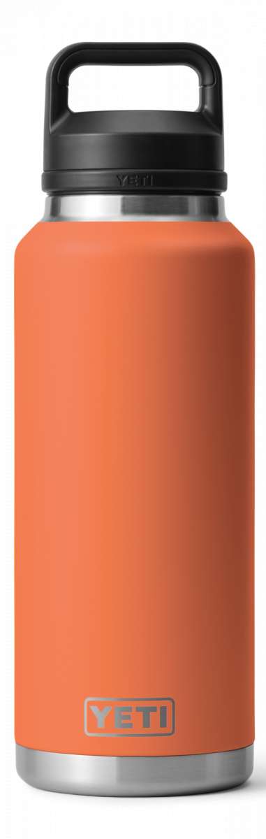 Yeti Rambler 46 oz. Bottle with Chug Cap - A large, insulated bottle with a black chug lid and handle on top.
