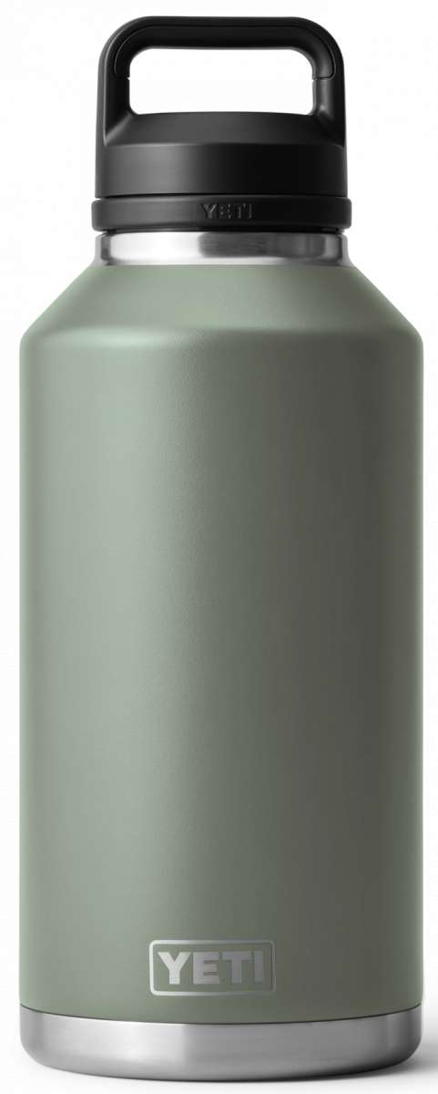 Yeti Rambler 64 oz. Bottle Chug - A large, insulated bottle with a handle on top and a wide mouth opening.