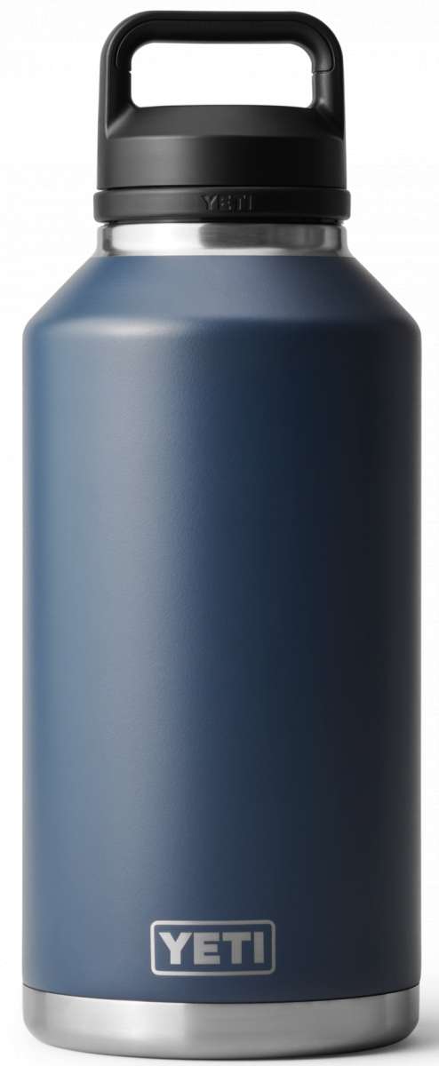 Yeti Rambler 64 oz. Bottle Chug - A large, insulated bottle with a handle on top and a wide mouth opening.