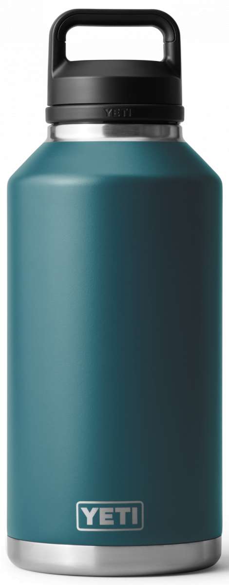 Yeti Rambler 64 oz. Bottle Chug - A large, insulated bottle with a handle on top and a wide mouth opening. The lid has a spout for easy drinking.