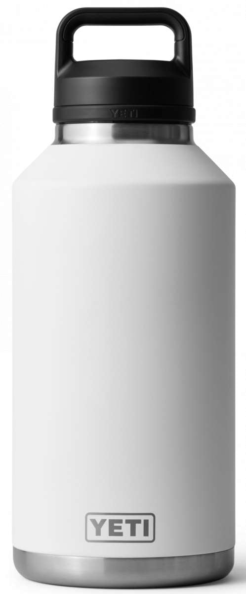 Yeti Rambler 64 oz. Bottle Chug - A large, insulated bottle with a handle on top and a wide mouth opening.