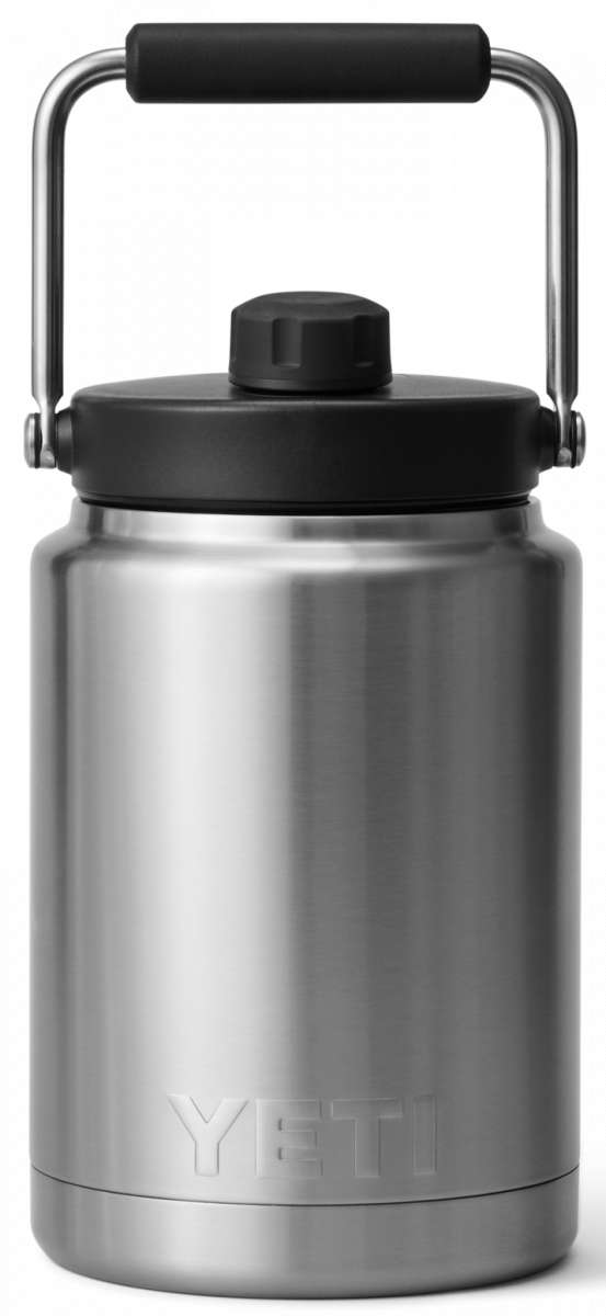 Yeti Rambler Half Gallon Jug - A large, insulated jug with a screw-on lid and handle on top.