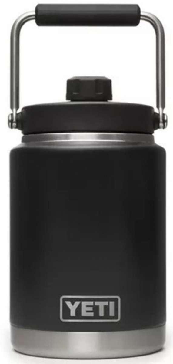 Yeti Rambler Half Gallon Jug - A large, insulated jug with a screw-on lid and handle on top.