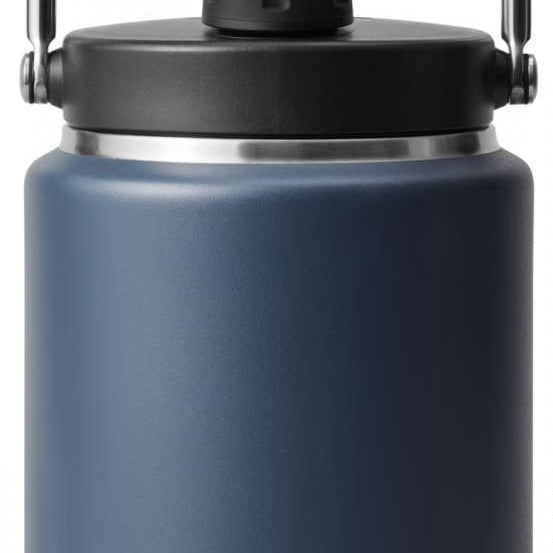 Yeti Rambler Half Gallon Jug - A large, insulated jug with a screw-on lid and handle on top. It is primarily white with dark gray lettering.