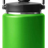 Yeti Rambler Half Gallon Jug - A large, insulated jug with a screw-top lid and handle on top. It is mostly white with silver hardware.