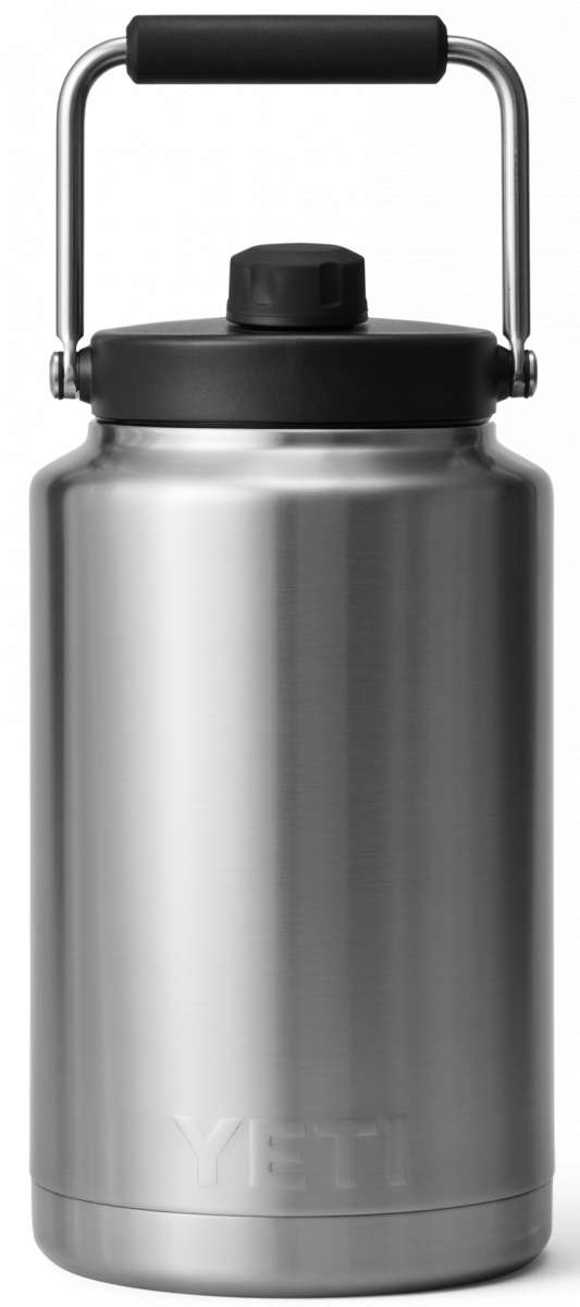 Yeti Rambler One Gallon Jug - A large, insulated jug with a screw-on lid and handle on top.