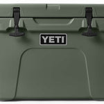Yeti Tundra 35 Hard Cooler - A large, olive green cooler with a handle on top and two latches in front.